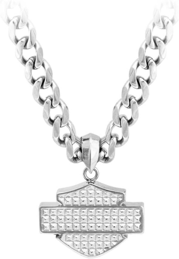 Harley-Davidson Men's Stainless Steel Bar & Shield Chain Necklace, HSN0049-22