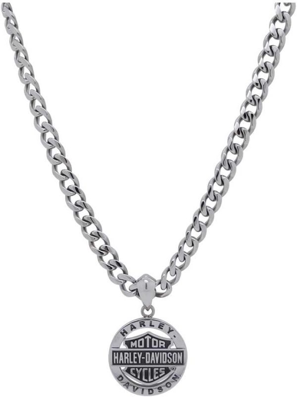 Harley-Davidson Men's Stainless Steel Bar & Shield Circle Necklace HSN0041-22