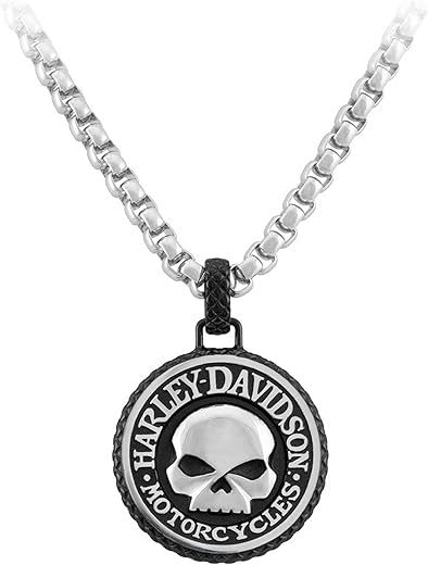 Harley-Davidson Men's Steel Double Sided Rolo Chain Skull