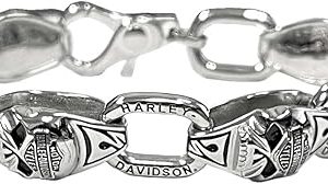 Harley-Davidson Men's Steel Skull Link Bracelet 9 Inch HSB0003/9