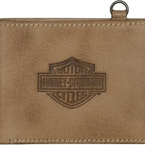 Harley-Davidson Men's Traditional B&S Bi-Fold Genuine Leather Wallet - Natural