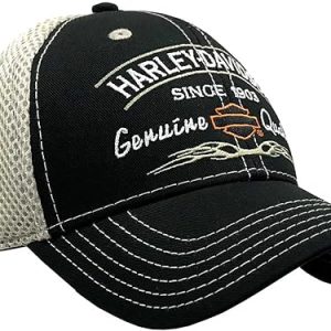 Harley-Davidson Men's Tribal Snapback Curved Brim Colorblocked Mesh Trucker Cap Black