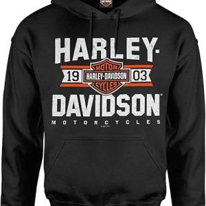 Harley-Davidson Men's Varsity B&S Logo Pullover Cotton-Blend Hoodie, Black