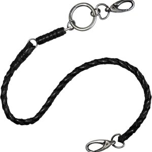 Harley-Davidson Men's Wallet Chain, Ride Free 25 inch Braided Leather - Black