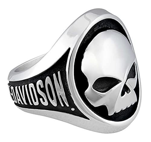 【Harley Davidson】Multiple Willie G Skull B&S Signet Ring Harley-Davidson Men's Multiple Willie G Skull Band Ring