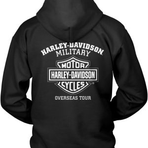 Harley-Davidson Military - Men's Black Skull Graphic Pullover Hoodie - Overseas Tour | Handmade Willie