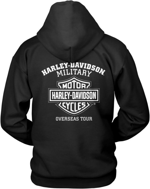 Harley-Davidson Military - Men's Black Skull Graphic Pullover Hoodie - Overseas Tour | Handmade Willie