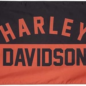 Harley-Davidson Weather-Resistant Retro H-D Text Outdoor Flag, Large - Orange