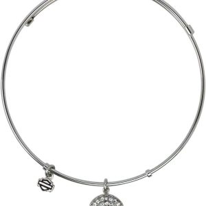 Harley-Davidson Womens Bangle, White Bling Willie G Skull Charm Bracelet HSB0043