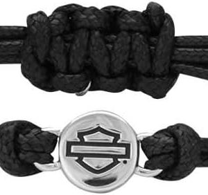 Harley-Davidson Women's Bar & Shield Outline Circle Wax Cord Bracelet HDB0404