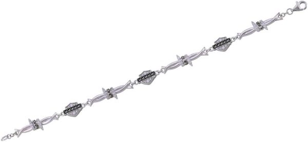 Harley-Davidson Womens Bling Barb Wire Chain Bracelet, Sterling Silver HDB0433