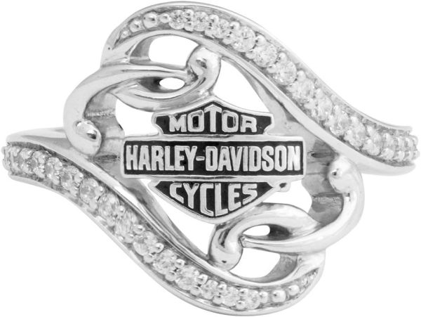 Harley-Davidson Women's Bling Filigree Bar & Shield Ring, Silver Finish HDR0473