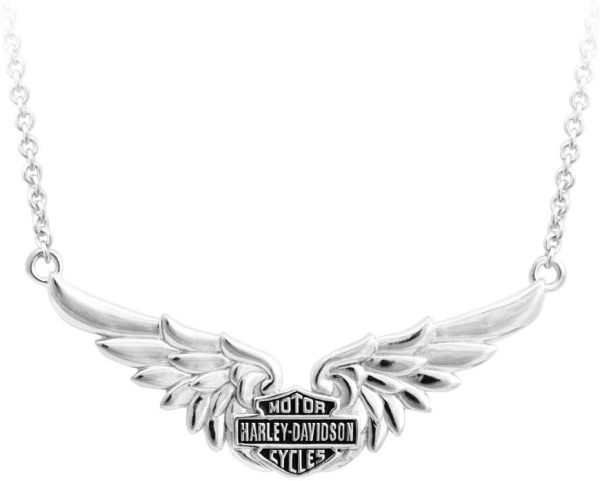 Harley-Davidson Womens Classic Double Wing B&S Chain Necklace, Silver HDN0405-16