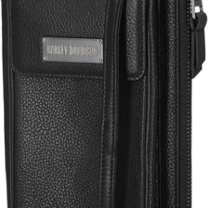 Harley-Davidson Women's Classic Phone Case Leather Crossbody Purse - Black