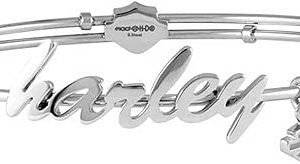 Harley-Davidson Women's Cursive Harley Bangle Bracelet, Stainless Steel HSB0133