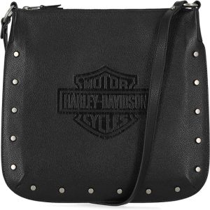 Harley-Davidson Women's Flat Studded Bar & Shield Crossbody Bag - Black