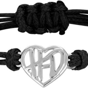 Harley-Davidson Women's H-D Heart Wax Adjustable Cord Bracelet, Black HDB0422