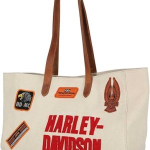 Harley-Davidson Women's Iconic H-D Patches Summer Tote Bag - Beige Canvas