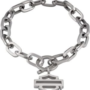 Harley-Davidson Women's Large Chain Toggle Bar & Shield Bracelet – Steel