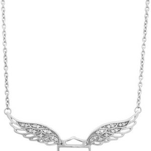 Harley-Davidson Womens Necklace, Bar & Shield Crystal Winged, Silver HDN0288