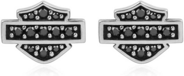 Harley-Davidson Women's Petite Black Bling Bar & Shield Post Earrings HDE0281