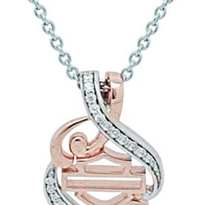 Harley-Davidson Women's Rose Gold & Silver Bling Filigree Necklace HDN0361-18