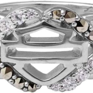 Harley-Davidson Women's Salt & Pepper Twist Ring, Sterling Silver HDR0477