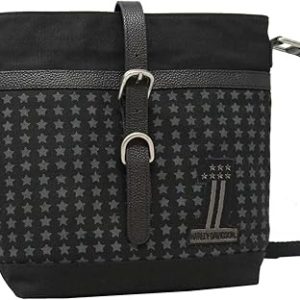 Harley-Davidson Women's Uno Stars Distressed Cotton Denim Crossbody Purse- Black