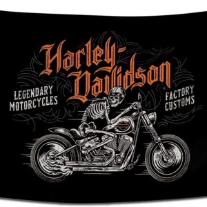 Harley Flag Banner Davison Motorcycle Lovers Fans (3x5ft,150D Poly) Wall Decor For Outdoor Room Man Cave