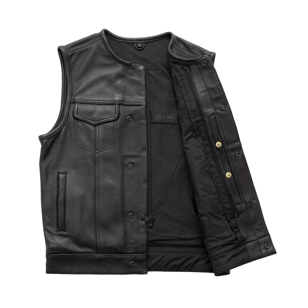 Highside Men's Motorcycle Leather Vest - The Bikers' Den Highside Men's Motorcycle Leather Vest - The Bikers' Den