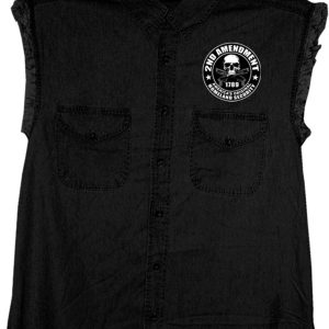 Hot Leathers Men's Second Amendment Denim Sleeveless Shirt