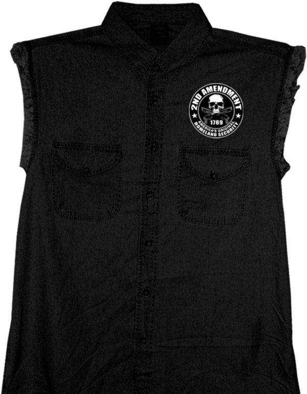 Hot Leathers Men's Second Amendment Denim Sleeveless Shirt