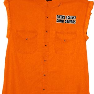 Hot Leathers Safety Orange Bikers Against Dumb Drivers Sleeveless Denium Shirt