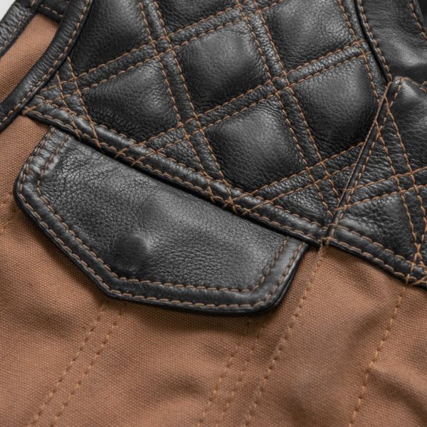 Hunt Club Motorcycle Leather Canvas Vest