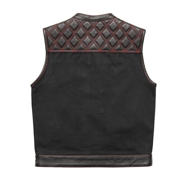 Hunt Club Motorcycle Leather Canvas Vest Black/Red