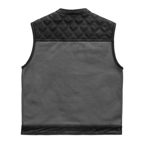 Hunt Club Motorcycle Leather Canvas Vest Grey