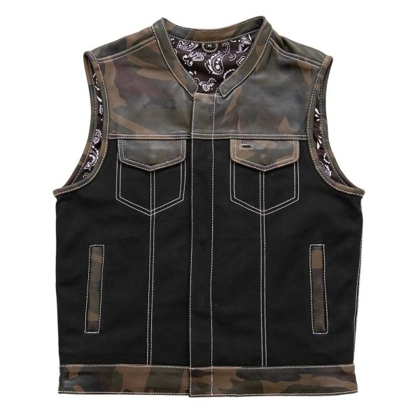 Infantry Motorcycle Leather Canvas Vest