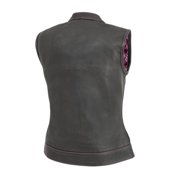 Jessica Women's Motorcycle Leather Vest - Pink - Limited Edition