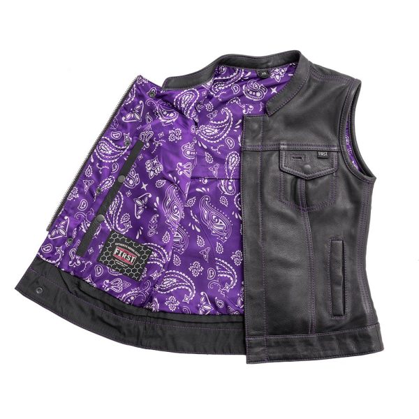 Jessica Women's Motorcycle Leather Vest - Purple - Limited Edition