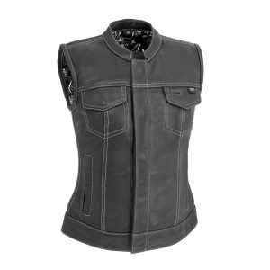 Jessica Women's Motorcycle Leather Vest - White - Limited Edition