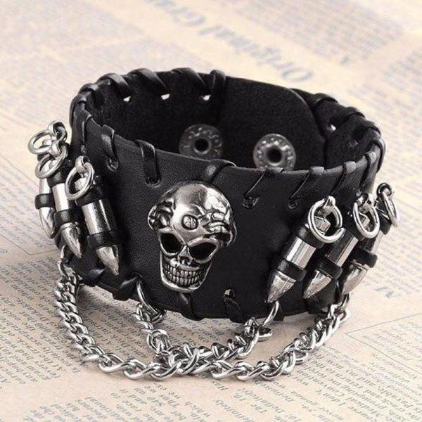 Leather Skull Bracelet