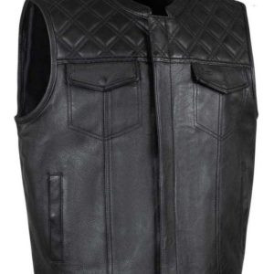 Legendary 'Diamond Cut' Men's Leather Motorcycle Vest