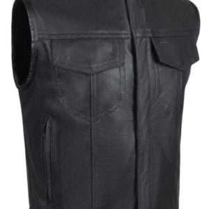 Legendary 'Holy Ghost' Men's Perforated Leather Motorcycle Vest