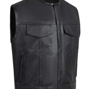 Legendary 'Holy Trinity' Cropped Perforated Leather Motorcycle Vest