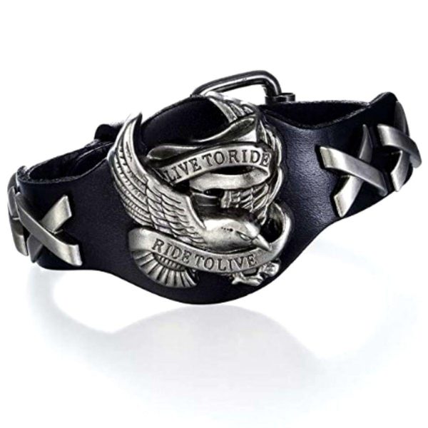 Live To Ride Biker Leather Bracelet