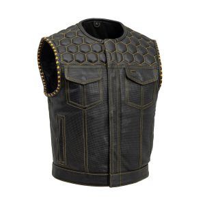 Lowside Hornet Perforated Men's Club Style Leather Vest