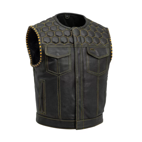 Downside Men's Motorcycle Leather Vest - The Bikers' Den