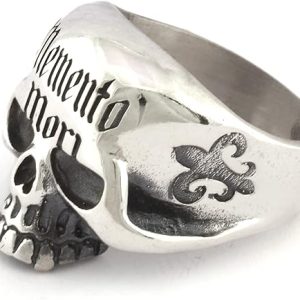 Memento Mori Skull Ring 925K Sterling Silver Mens Ring With CZ Rp1155