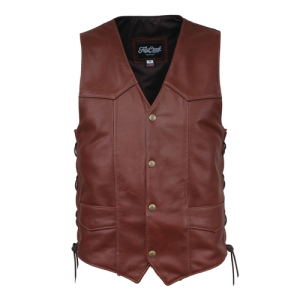 Men's Cowhide Brandy Laced Classic Motorcycle Vest