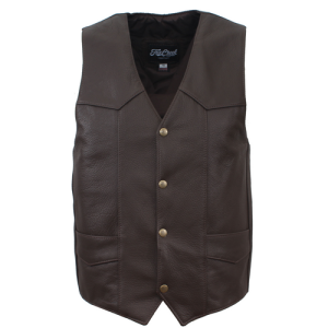 Men's Cowhide Brown Classic Motorcycle Vest